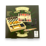 Houten Speldoos Backgammon Schaken Mikado en domino 4 in 1